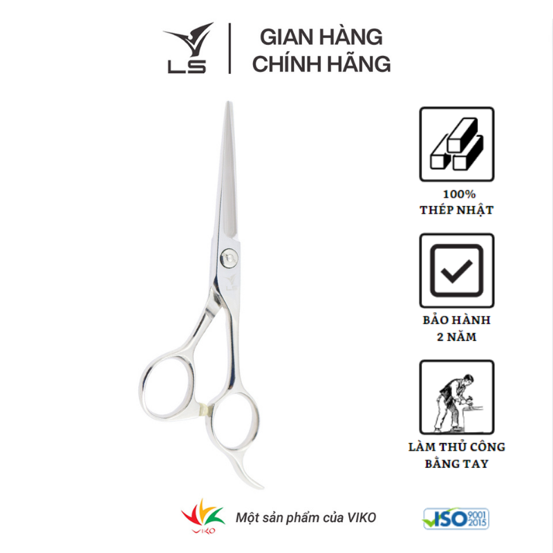 Kéo cắt tóc LS lưỡi thẳng quai offset phẳng đỡ ngón cố định CB12/5.0