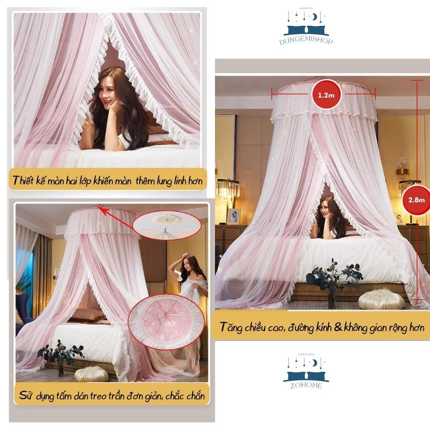 Mùng công chúa cao cấp treo trần, màn khung tròn không khoan tường phòng ngủ chống muỗi ZO HOME N3