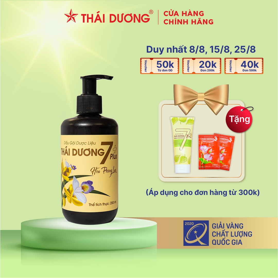 Dầu gội dược liệu Thái Dương 7 plus Gold Hoa Phong Lan 250ml,480ml - Sao Thái Dương