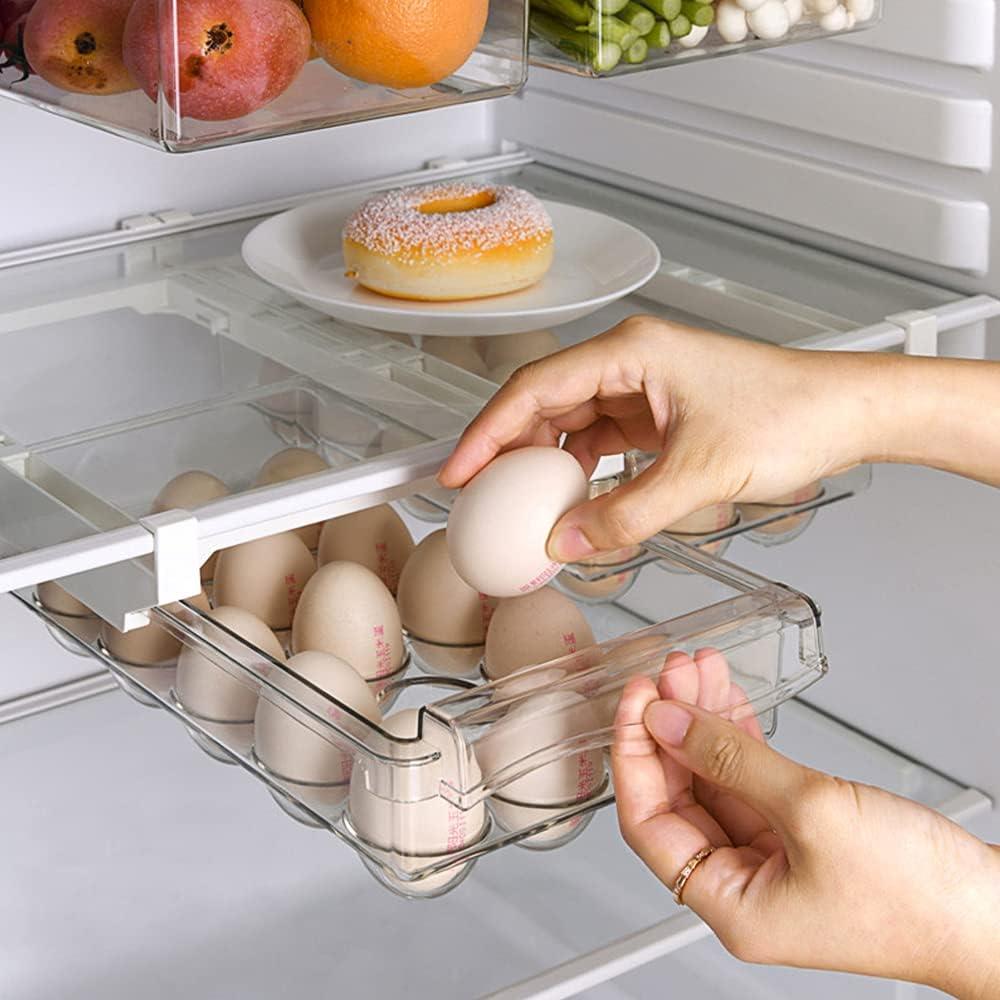 Hộp lưu trữ cho tủ lạnh, hộp ngăn kéo lưu trữ 2 PCS, hộp lưu trữ cho tủ lạnh trong suốt của trái cây trứng, với tủ lạnh lưu trữ trượt