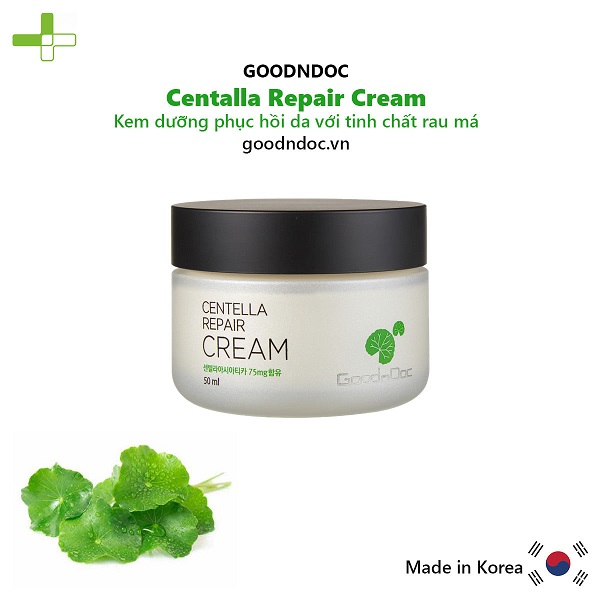 Kem dưỡng ẩm rau má GoodnDoc giá bao nhiêu, KEM PHỤC HỒI - DƯỠNG TRẮNG DA Rau Má GoodnDoc Centella Repair Cream 50ml