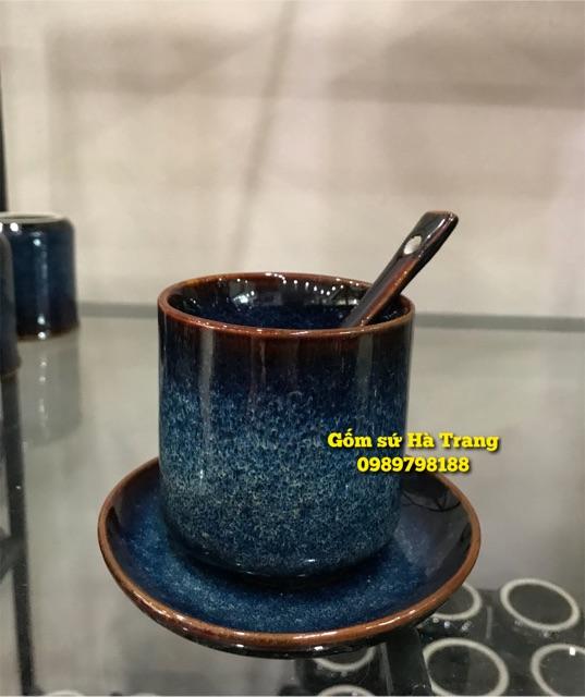 Set cốc đĩa men hoả biến Gốm sứ Bát Tràng cao cấp