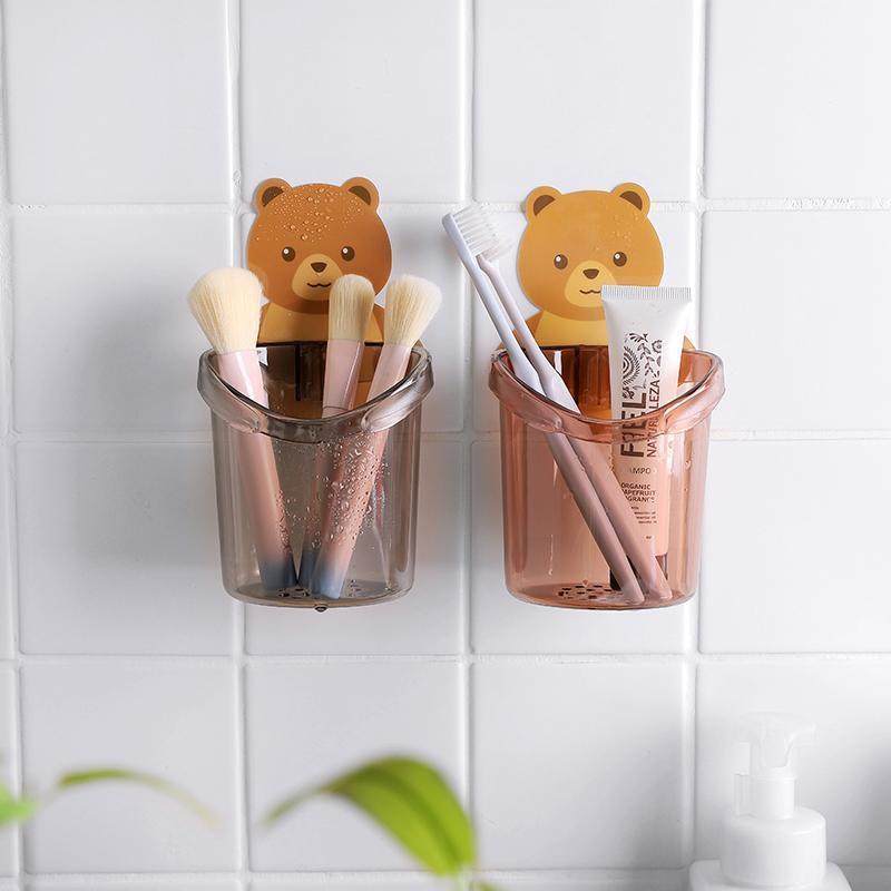 Cốc Gấu Cute Đựng Bàn Chải Kem Đánh Răng Dán Tường Đa Năng
