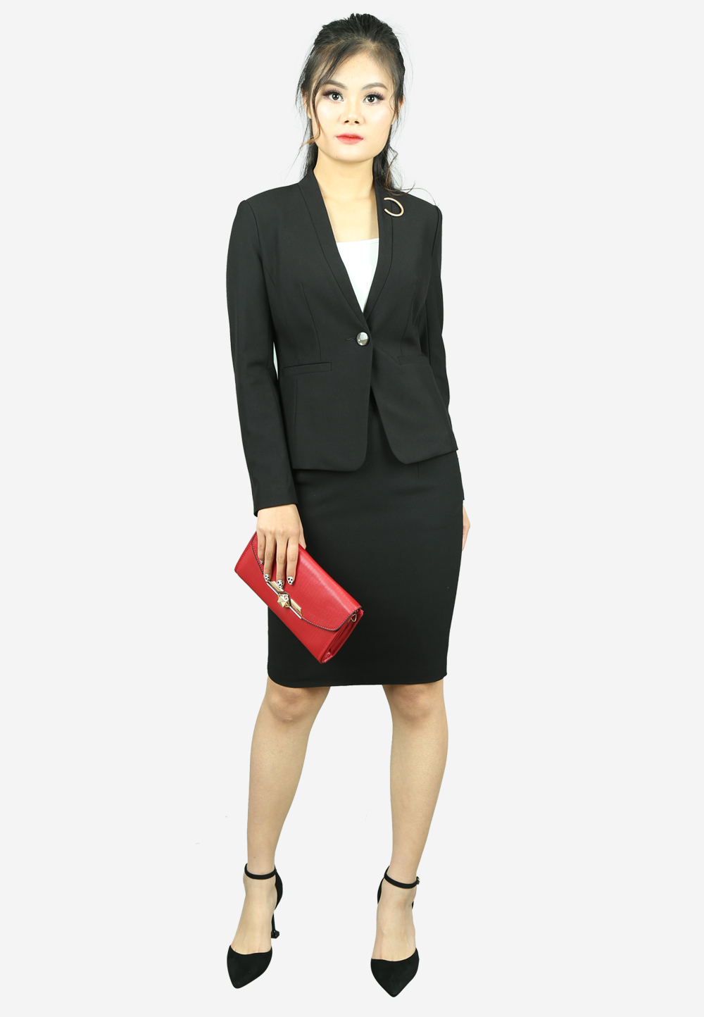 Áo vest nữ đen tay dài dáng ôm AVB090DE4
