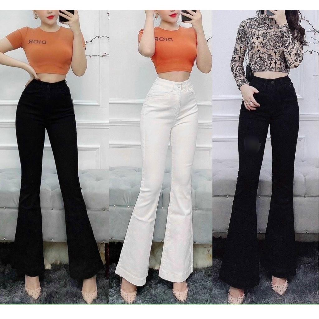 Quần Jean Ống Loe Lưng Cao Kiểu Trơn QJ29