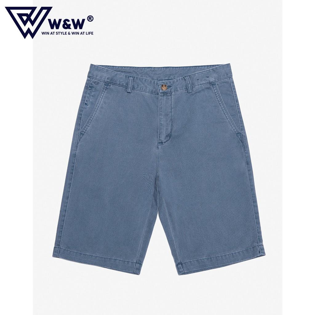 Quần Short Nam W&amp;W Cạp Khuy Túi Chéo, Chất Liệu Cotton Mềm Mịn, Bền Màu, Phong Cách Trẻ Trung, Hiện Đại WKS08R