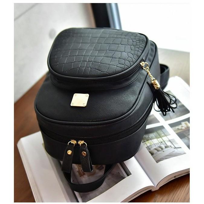 Balo Da Thời Trang Vân Cá Sấu Đen