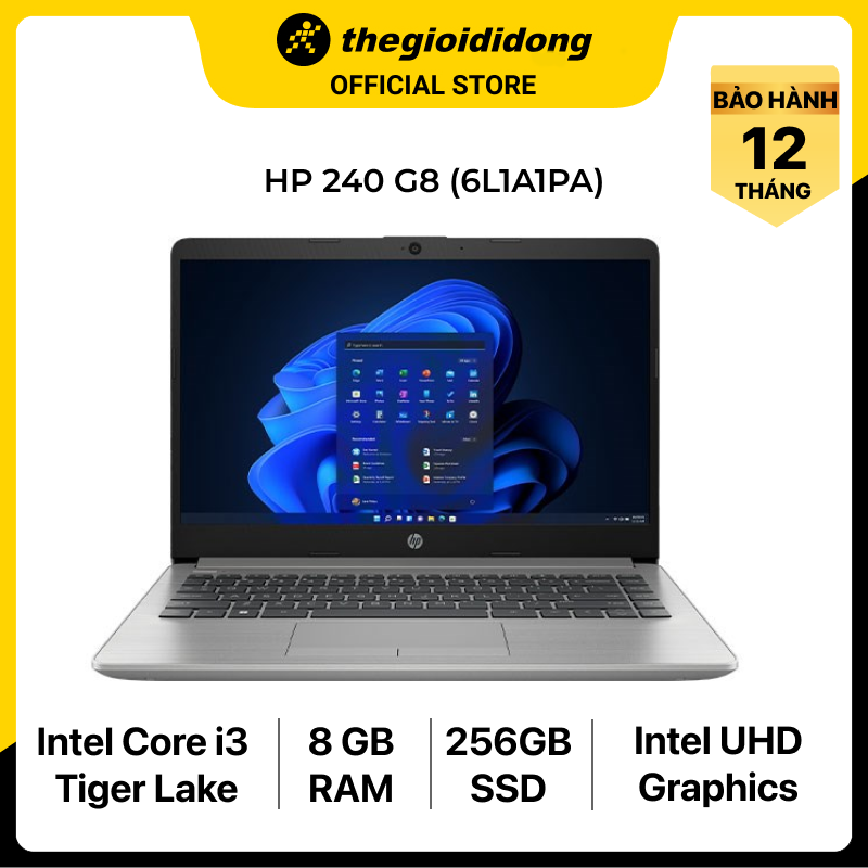 Laptop HP 240 G8 i3 1115G4/8GB/256GB/14&quot;F/Win11/(6L1A1PA)/Bạc - Hàng chính hãng