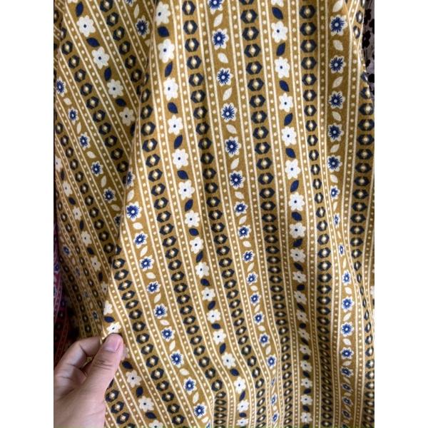 Vải thô cào bông thổ cẩm mềm mịn ấm may váy áo