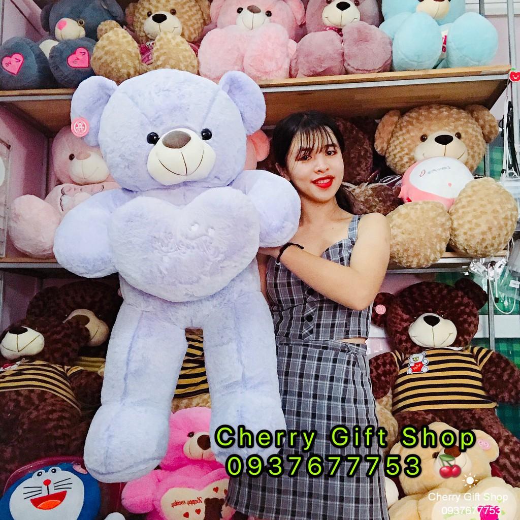 Gấu Bông Teddy Ôm Tim Cao Cấp Hàng Nhập 1m2 Ảnh Shop Chụp