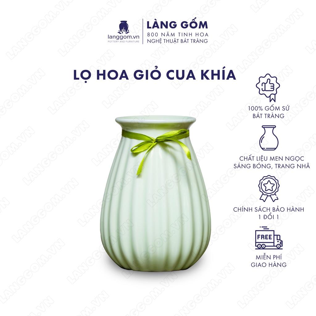 Bình hoa, lọ hoa Gốm sứ Bát Tràng cao cấp Men ngọc giỏ cua khía dùng làm quà tặng, trang trí - Làng Gốm Bát Tràng