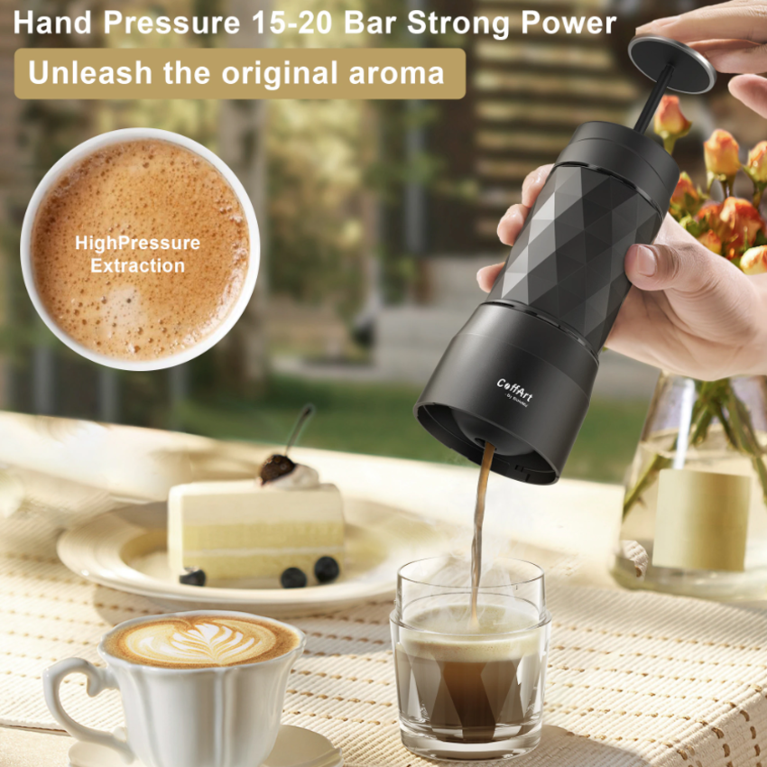 Máy pha cà phê mini cầm tay 3 trong 1 Biolomix HS8439, sử dụng Viên nén Nespresso, viên nang Dolce-Gust và bột cà phê - Hàng nhập khẩu