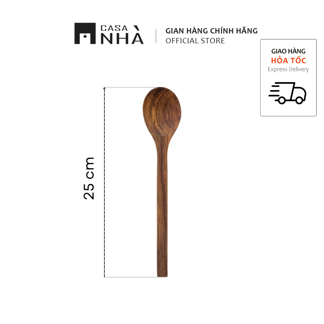 Bộ thìa nĩa trộn salad bằng gỗ keo 30cm x 6,5cm - BOM