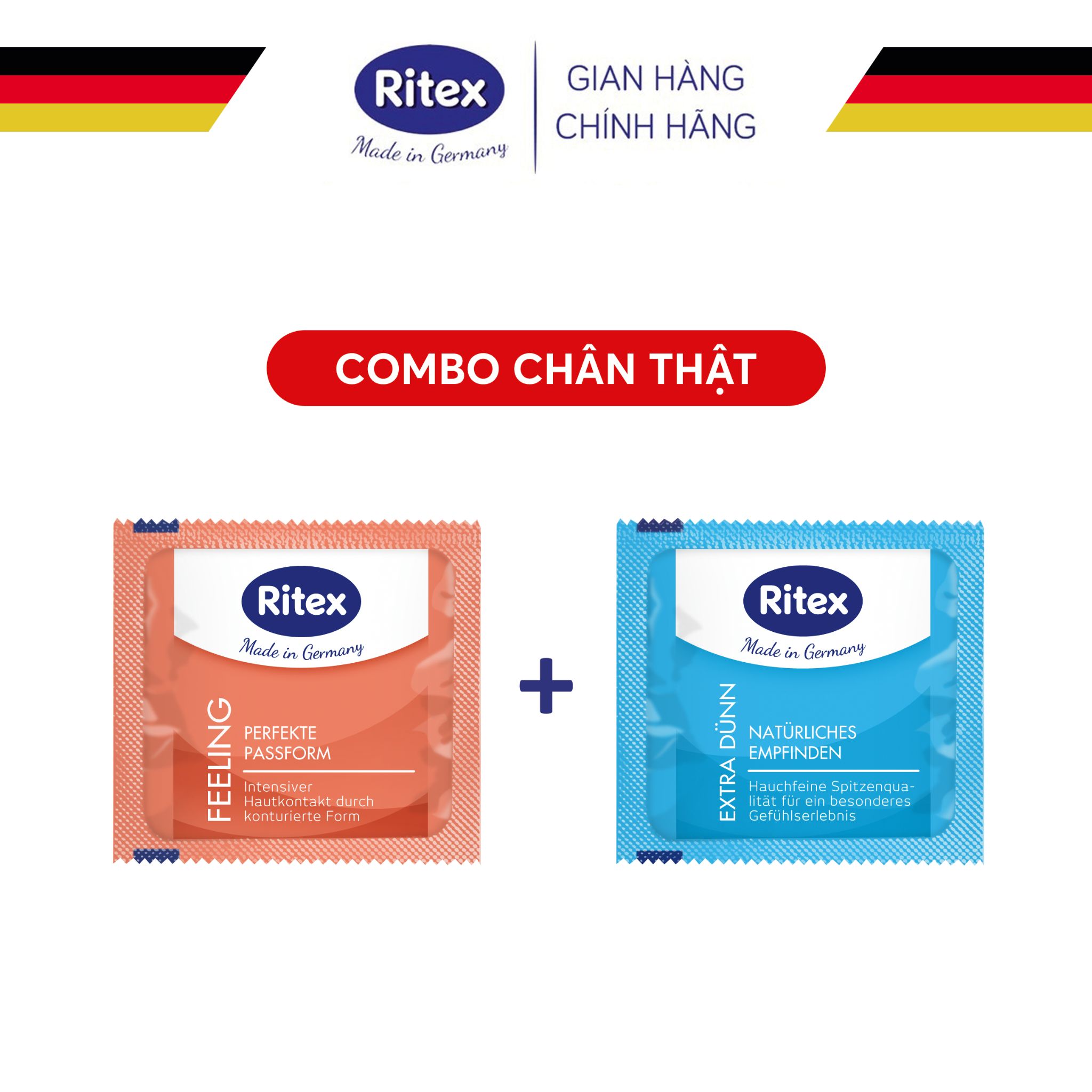 Combo Ritex Chân Thật, Bao cao su Ritex Feeling kết hợp cùng Ritex Extra Thin