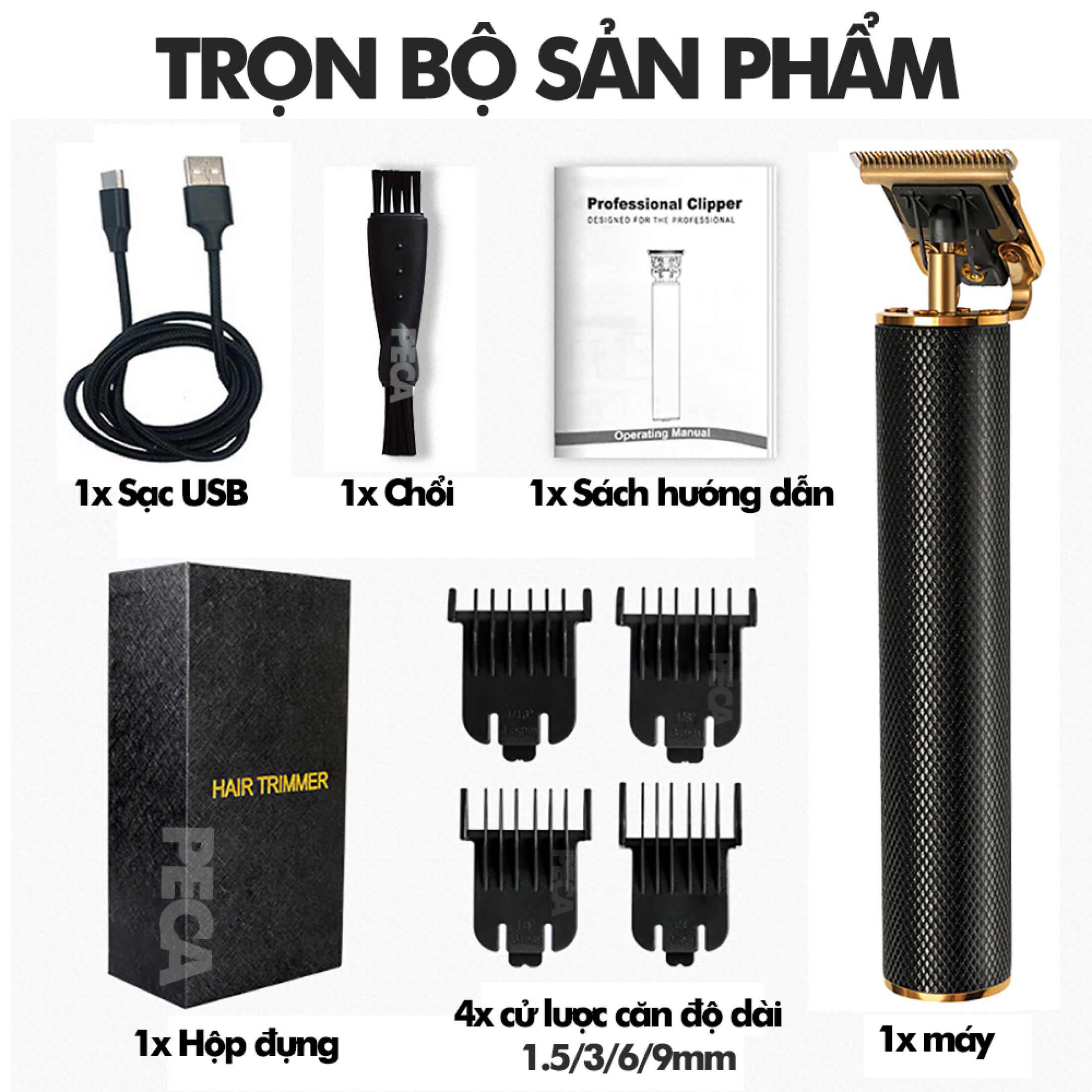 Tông đơ chấn viền cao cấp KEMEI KM-1971A sử dụng sạc USB tiện lợi, nhỏ gọn dùng để điêu khắc tóc, tatto, cạo viền, cạo trắng tóc