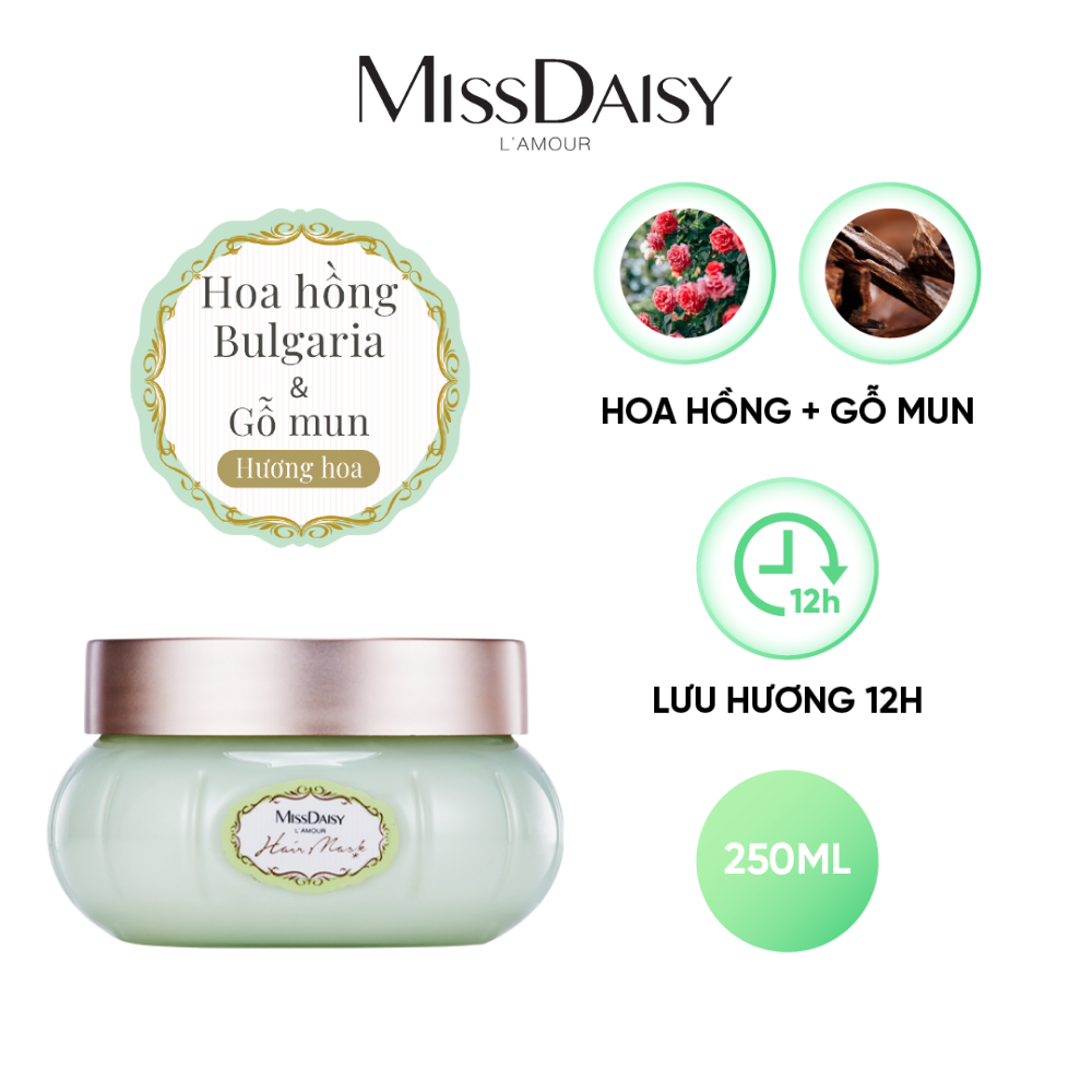 Mặt Nạ Tóc Nước Hoa MISSDAISY Chiết Xuất Hoa Hồng Bungari &amp; Gỗ Mun - Size 250ml