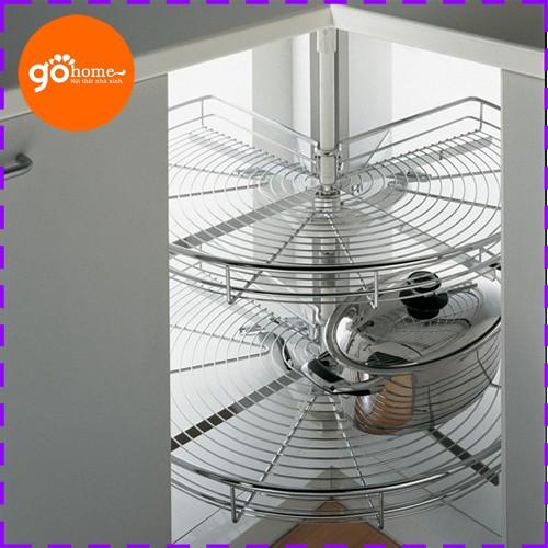 Mâm Xoay Góc 3/4 Tủ Bếp Lưu Trữ Đồ Khoang Góc Chất liệu INOX