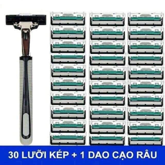 Dao cạo râu combo 30 lưỡi kép+ 1 lọ kem