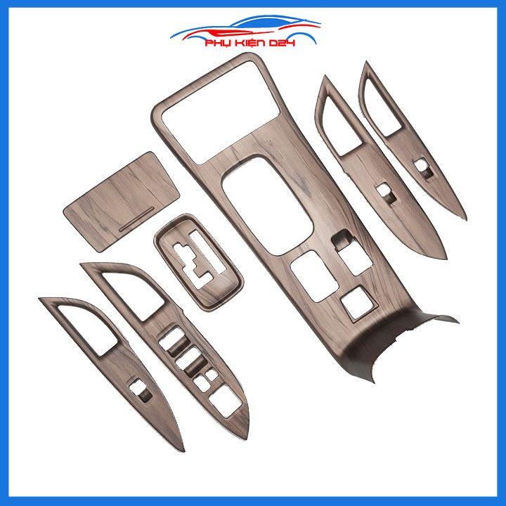 Ốp nội thất Outlander 2018-2019-2020-2021-2022 phanh tay điện tử vân gỗ chống xước làm đẹp xe