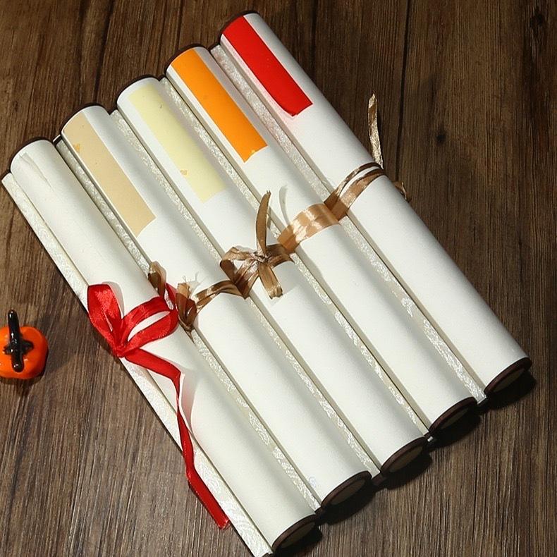 Biểu lụa bồi giấy xuyến 32x75cm dùng viết thư pháp, vẽ tranh thuỷ mặc nhiều màu sắc