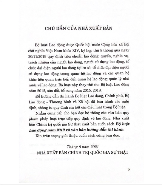 Sách Bộ Luật Lao Động Năm 2019 Và Văn Bản Hướng Dẫn Thi Hành - NXB Chính Trị Quốc Gia Sự Thật