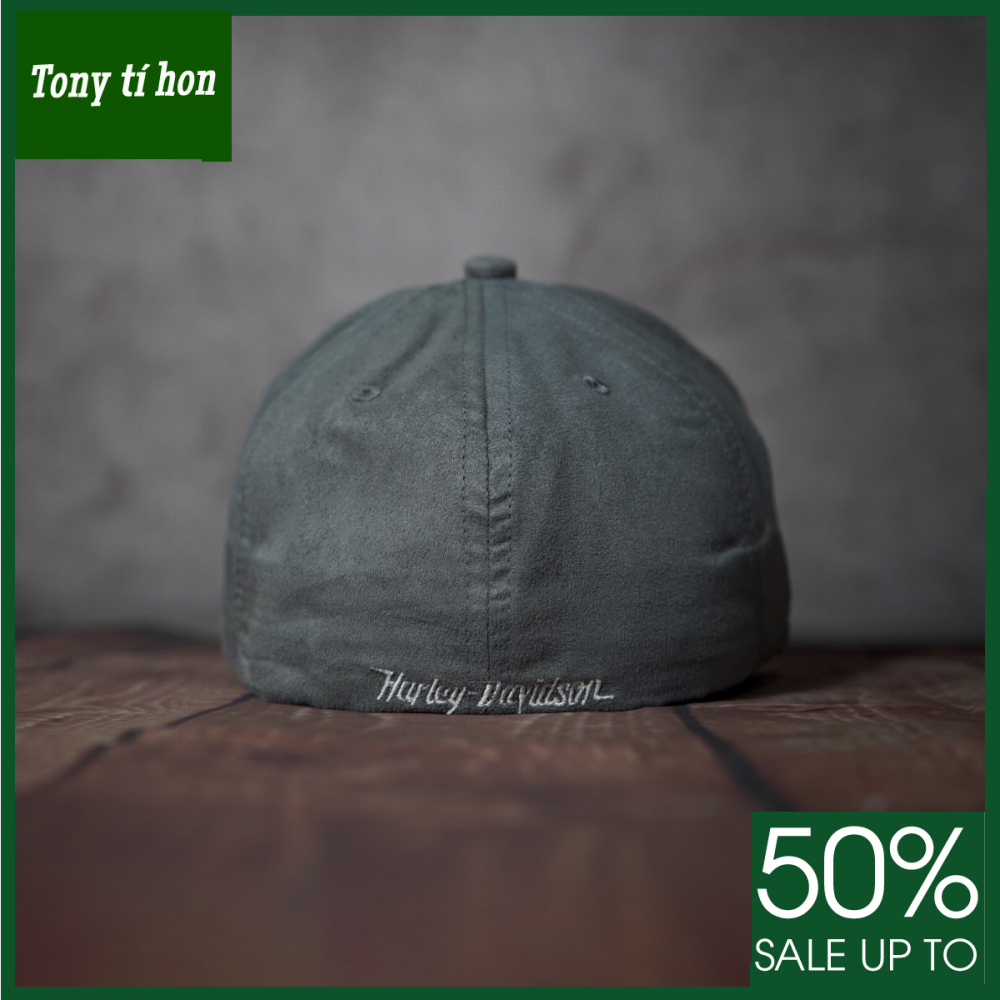 Tony tí hon - Mũ/nón kết lưỡi trai thời trang nam nữ Harley Davidson xám da lộn bít đuôi hàng hiệu cao cấp, đẹp - freeship