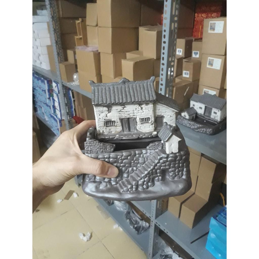 Nhà cổ trồng cây mẫu số 6 trang trí tiểu cảnh để bàn bonsai mini- Chất liệu gốm tử sa