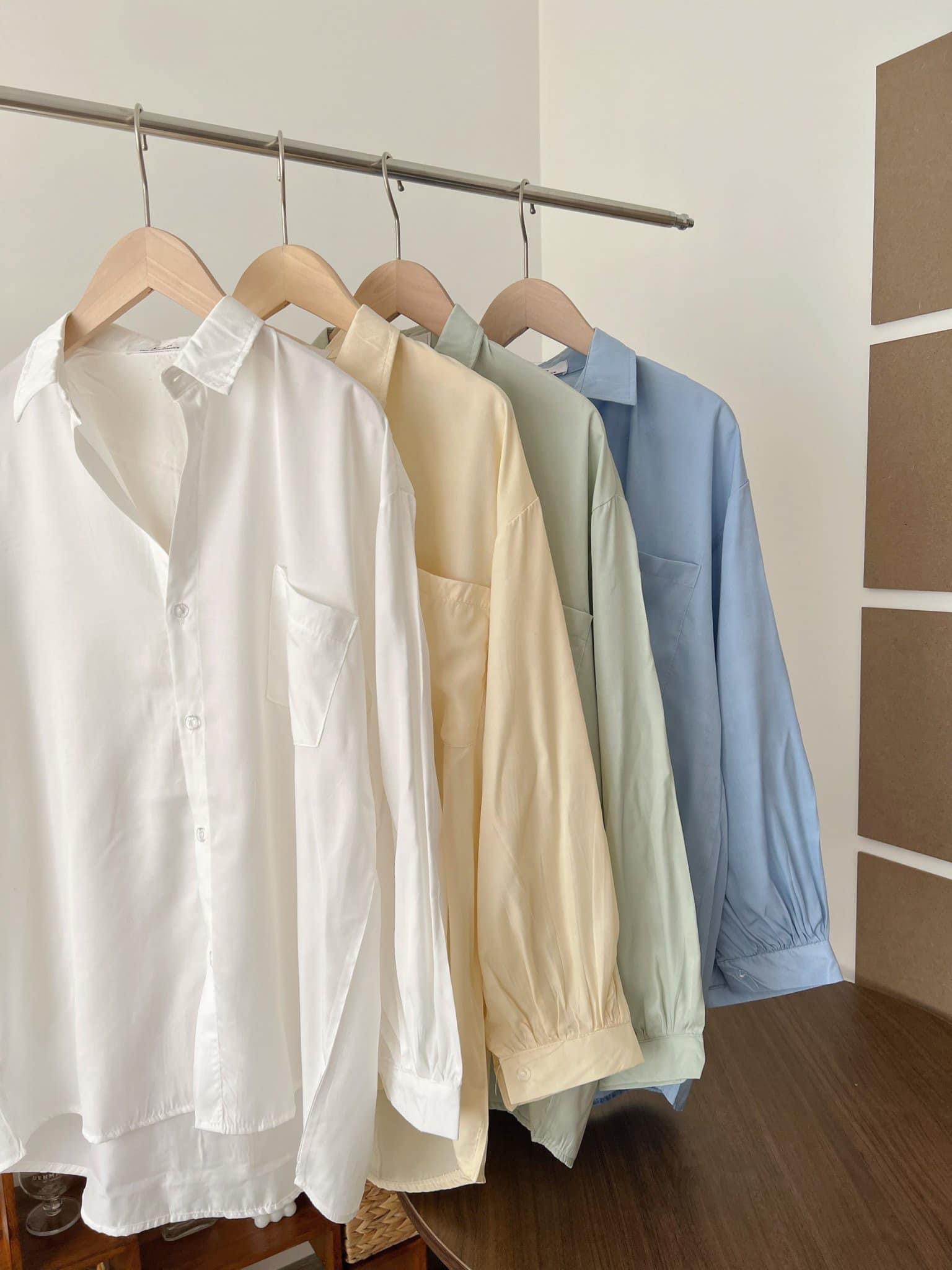 Áo sơ mi lụa hàn form basic kiểu hàn quốc