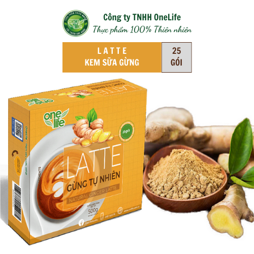 Trái Cây Sạch - Latte Gừng Tự Nhiên OneLife - Sinh Tố Gừng (Hộp 25 gói)