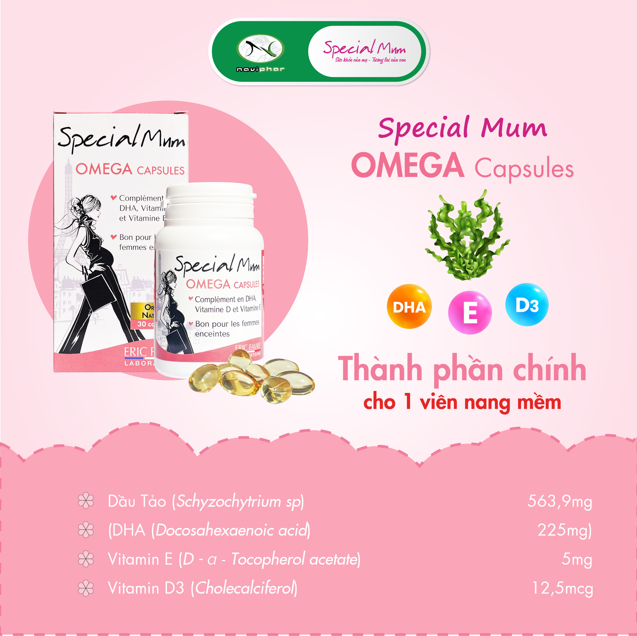 TPBVSK Special Mum Omega Capsules - DHA chiết xuất thực vật [Nhập khẩu Pháp]