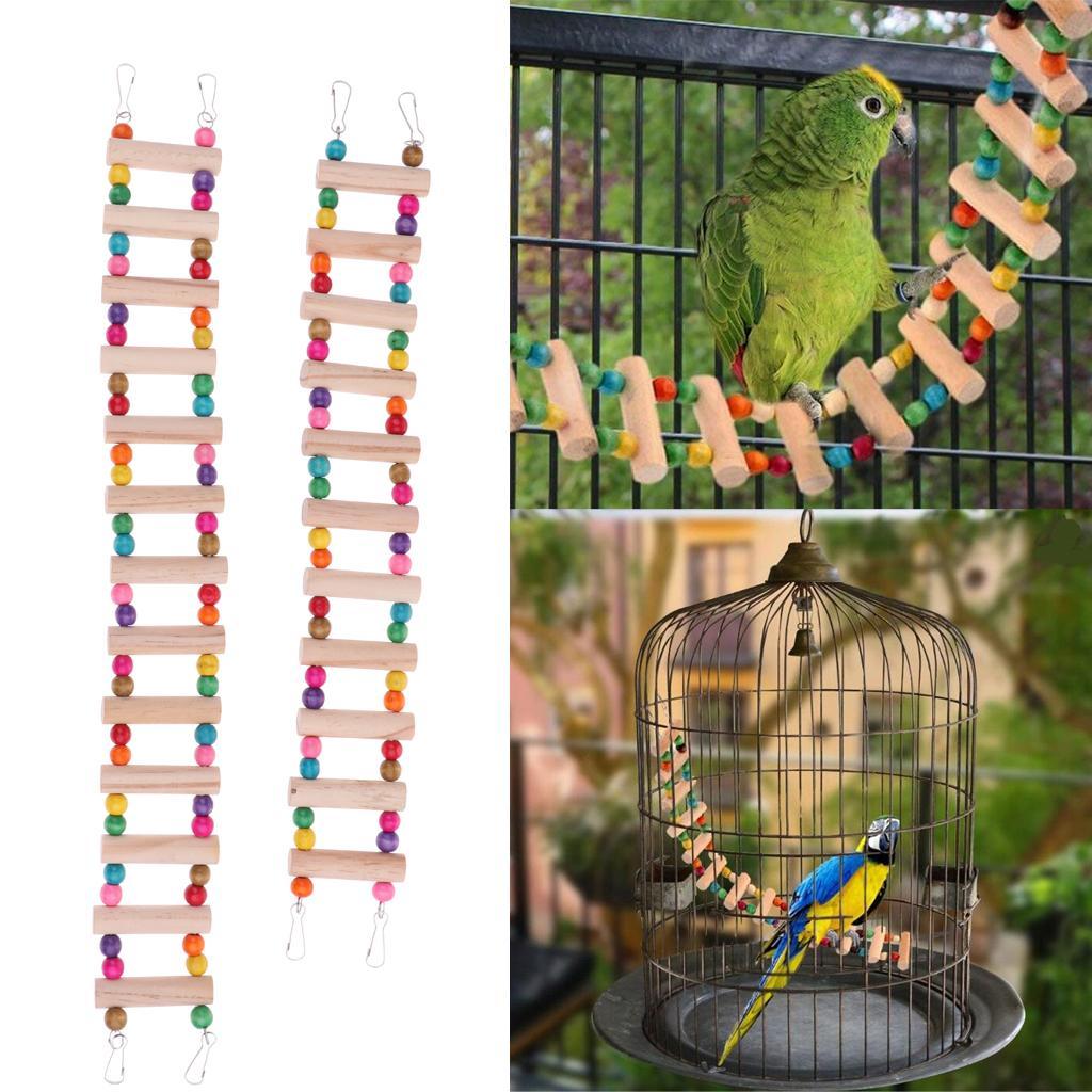 2x Nature Parrot Swing Stairs Wooden Swing Climbing Parrots Ladder Bird Toy