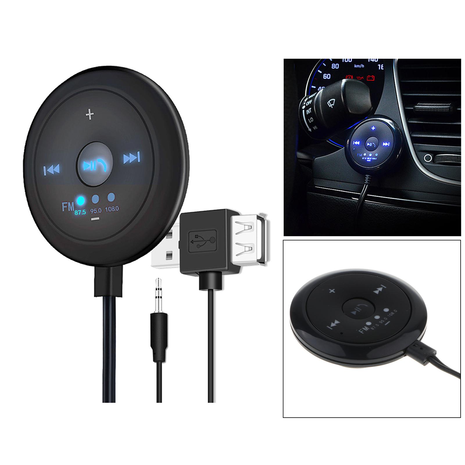 2x2 in 1 FM Bluetooth 5.0 Transmitter Receiver AUX Audio Adapter for Car TV