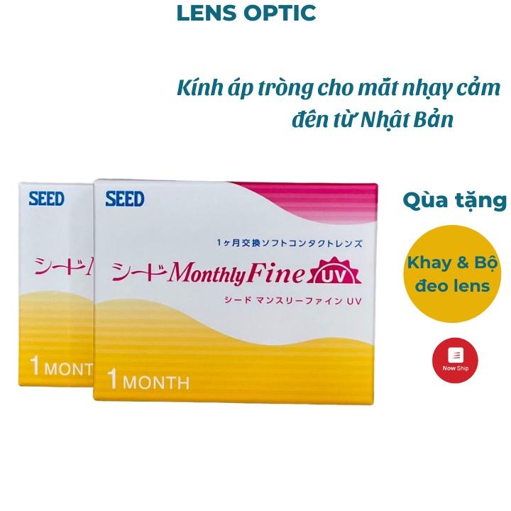 Kính áp tròng SEED 1 tháng không màu -Monthly Fine UV, lens SEED trong suốt có độ cho mắt cận