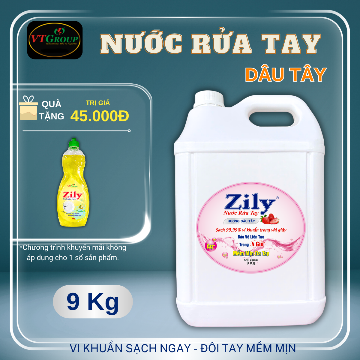 Nước Rửa Tay Zily Can 9Kg - Tặng 1 Nước Rửa Chén Zily 750 Gr