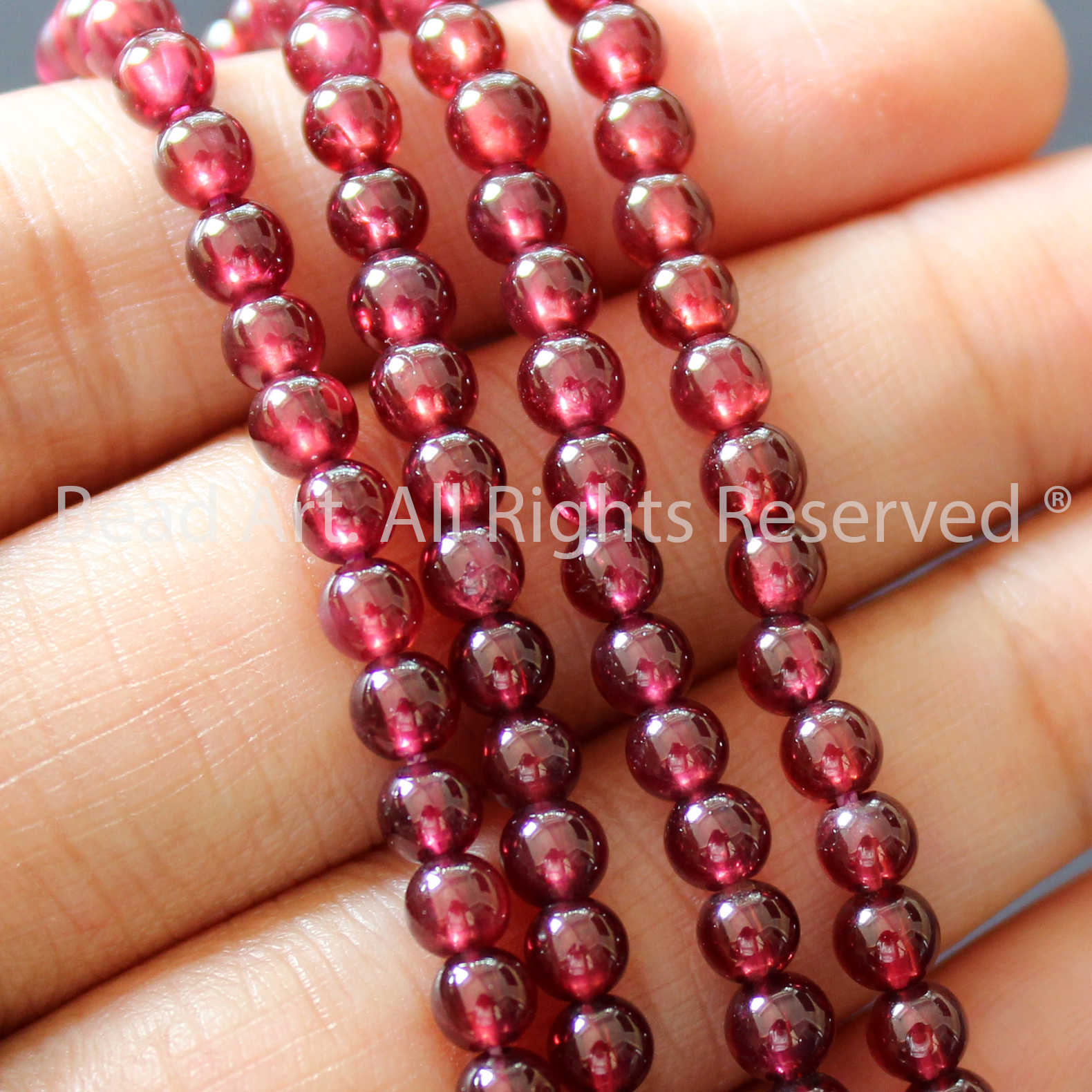 4MM Đá Garnet, Ngọc Hồng Lựu Tự Nhiên Màu Đỏ Sậm Loại AAA, Đá Phối Vòng Tay Phong Thuỷ, Chuỗi Hạt, Mệnh Hoả, Thổ - Bead Art