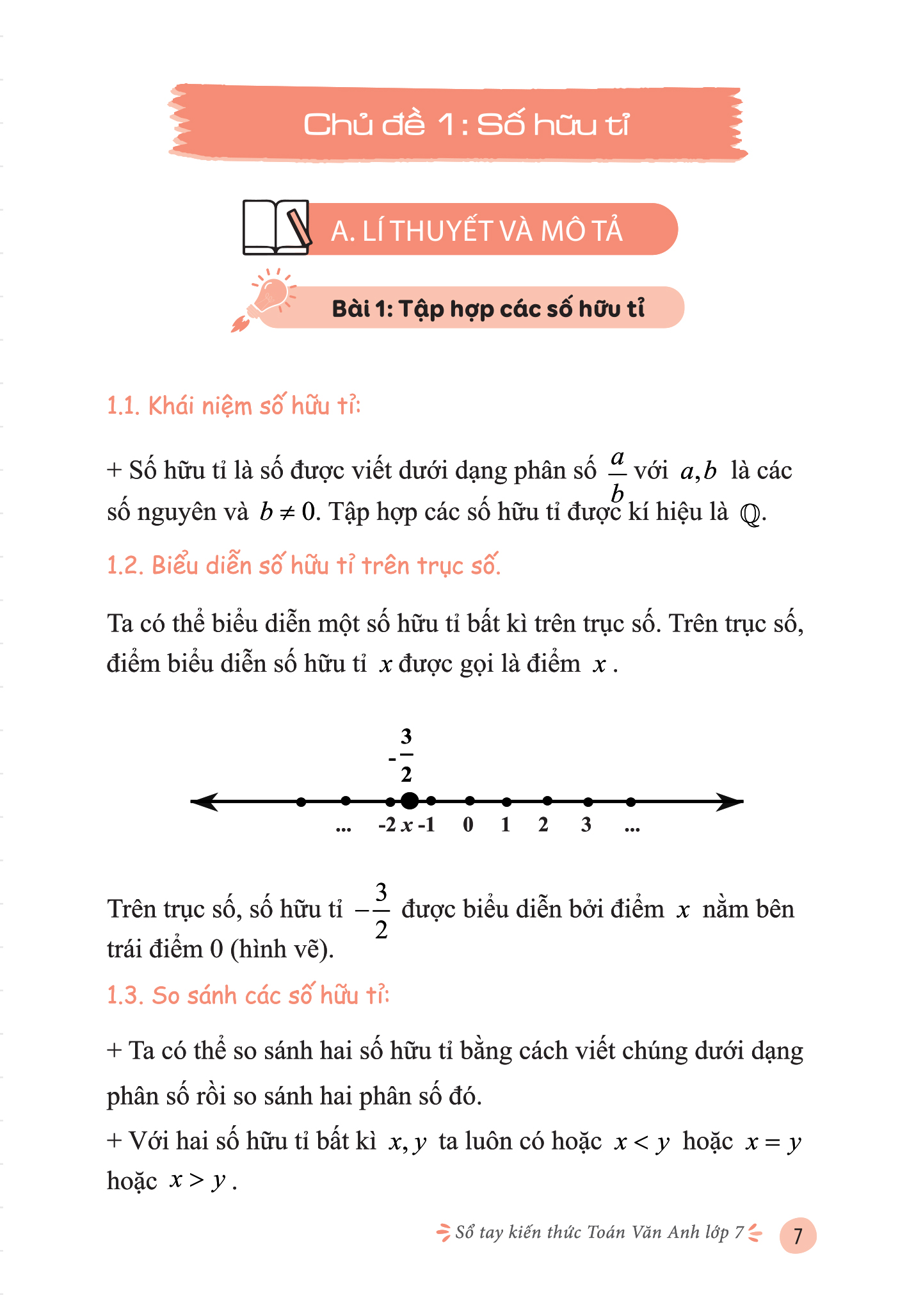 Sổ tay kiến thức Toán - Văn - Anh lớp 7