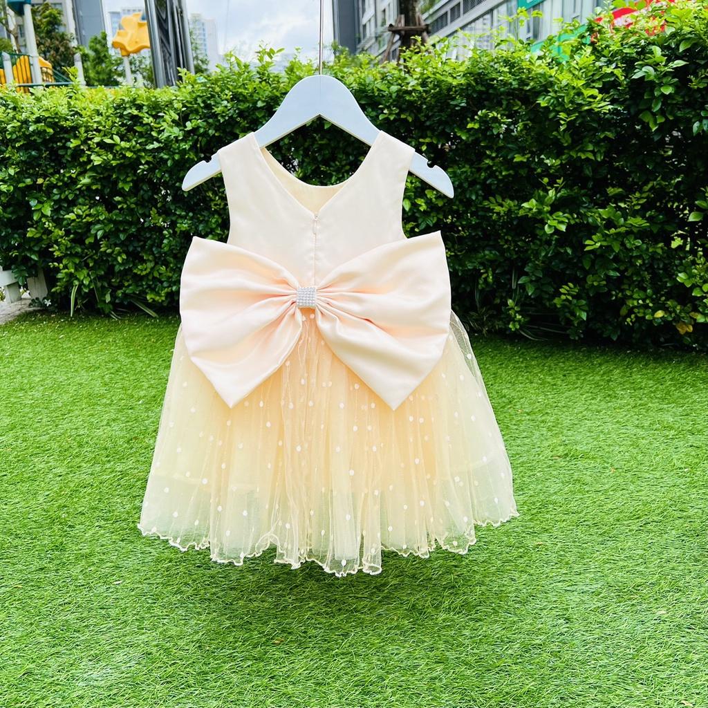 Váy công chúa đầm công chúa thiết kế màu vàng voan bồng cho bé gái cực sang chảnh của Mom's Choice