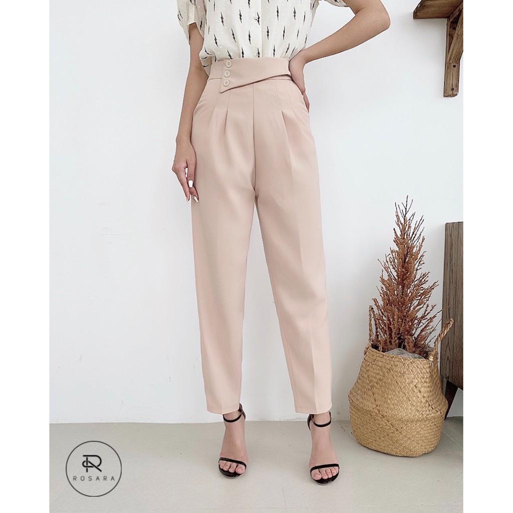 Quần baggy kiểu thời trang nữ 3 cúc 2 màu basic công sở Rosara SP109