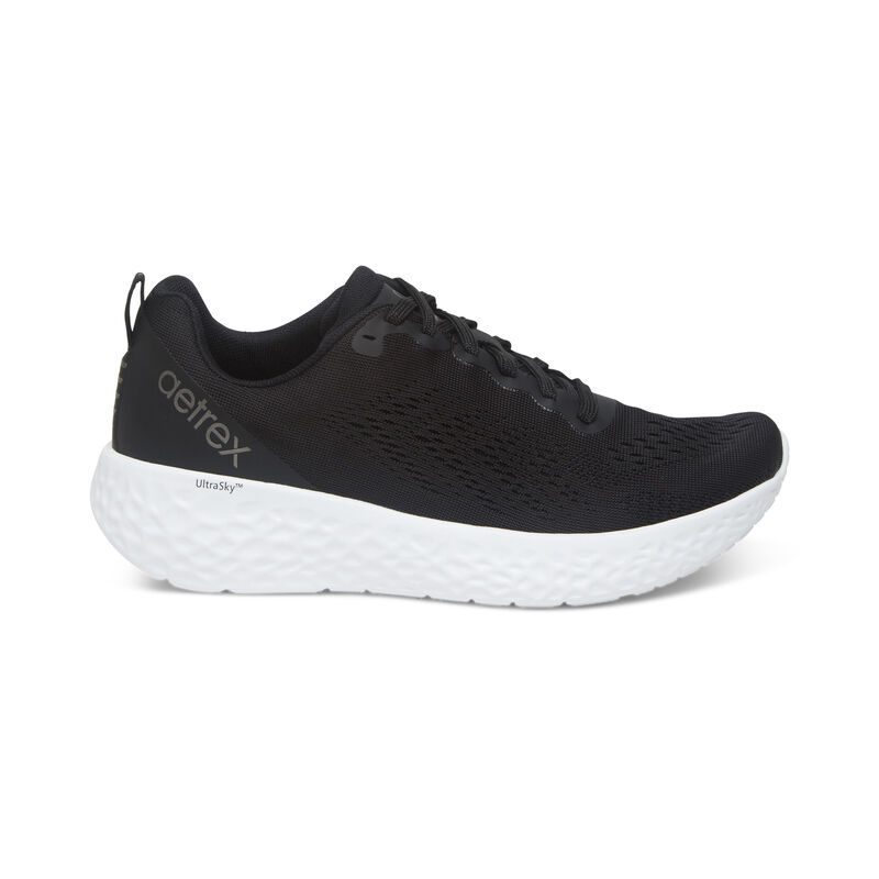 Giày thể thao sức khoẻ nữ Aetrex Danika Black - Sneaker gót cao 4p đệm êm