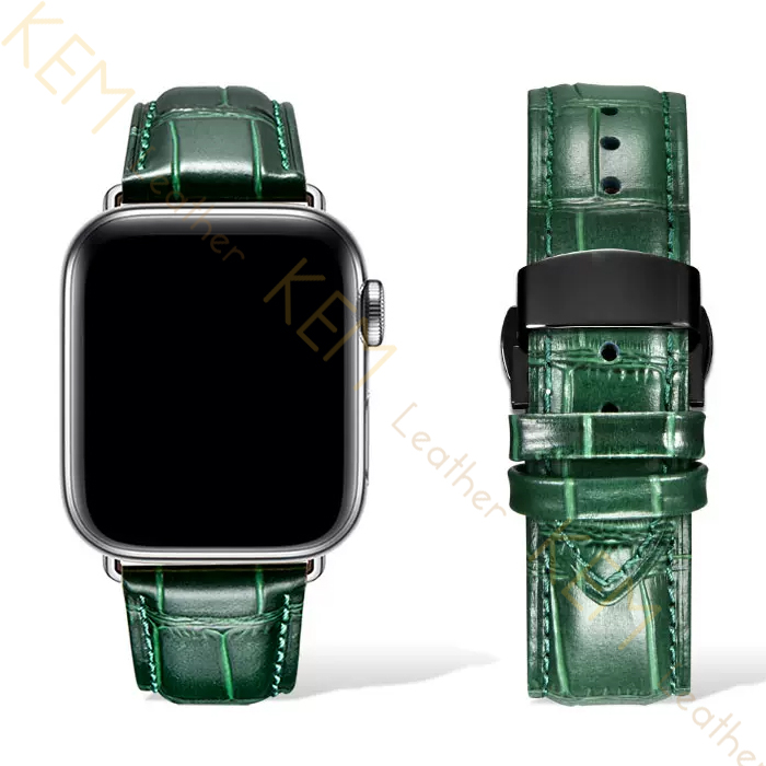 Dây Đồng Hồ Thay Thế Dành Cho Apple Watch 48 Ultra 45/44/42mm - 41/40/38mm, Chất Liệu Da Cá Sấu Cao Cấp Màu Xanh Lá Tương Thích Các Phiên Bản Series 8/7/6/5/4/3/2/1/SE Bảo Hành 12 Tháng