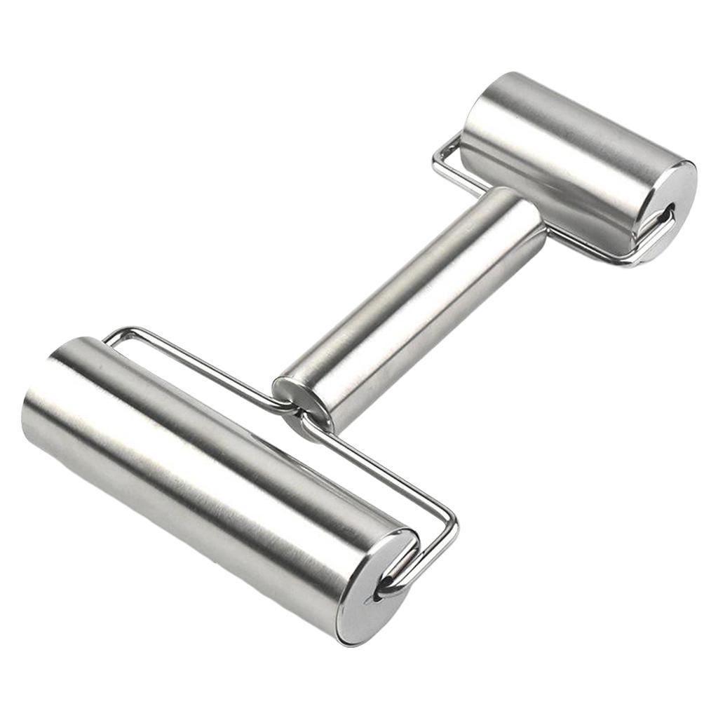Pizza Pastry Baking Roller Rolling Pin Stainless Steel Dual Roller