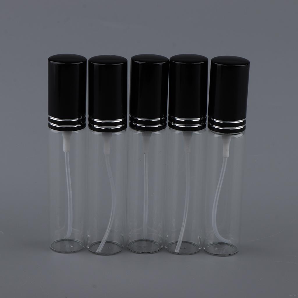 5 Pieces 10ml Empty Refillable Glass Perfume Spray Bottles Vial Black