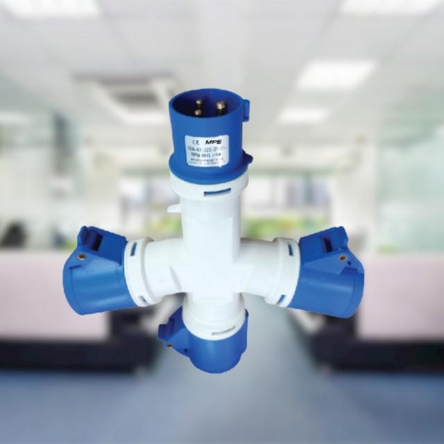 Ổ CẮM CÔNG NGHIỆP CHIA 3 CỔNG 16A 2P+E IP44 CAO CẤP MPE