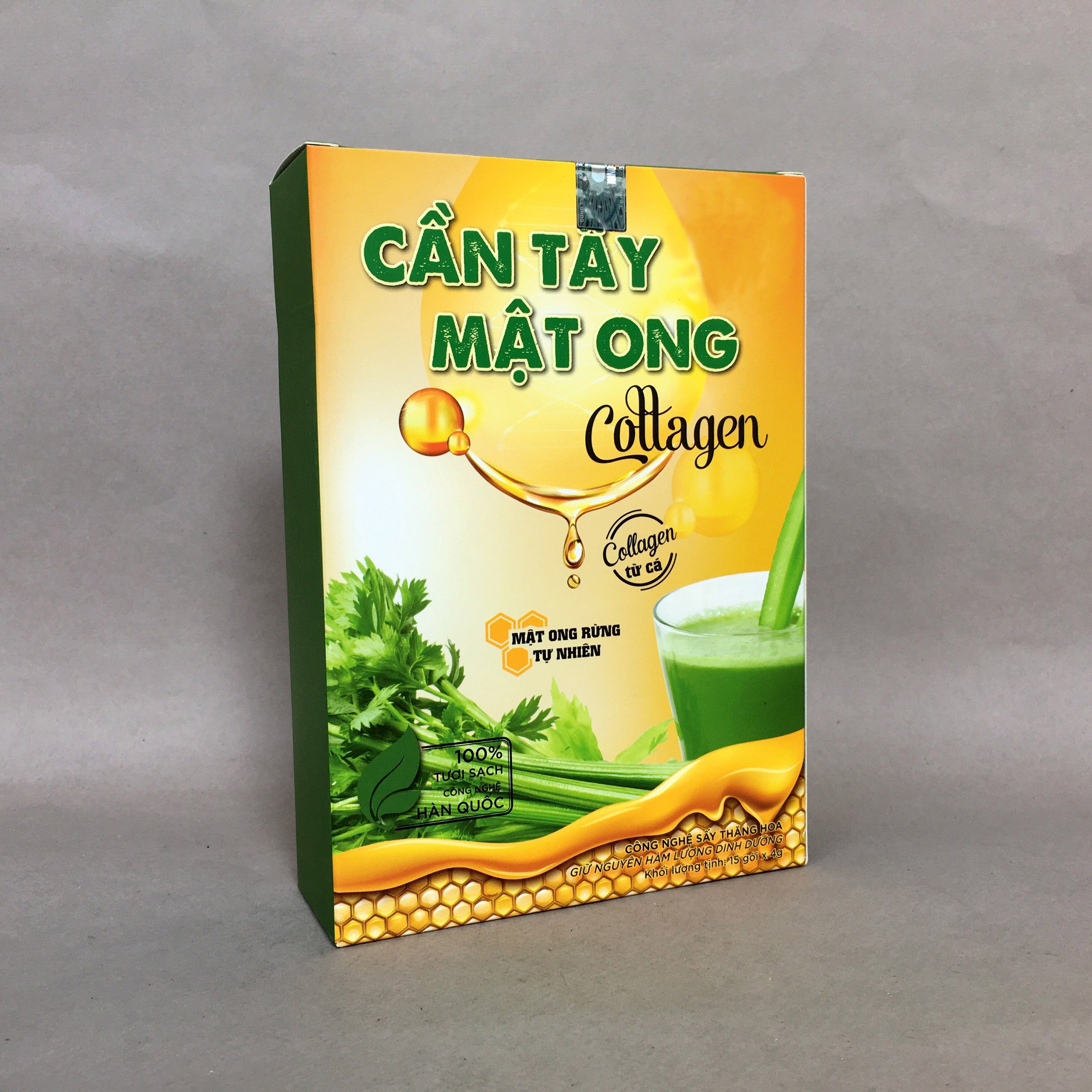 Bột cần tây mật ong Collagen Hộp 60g (15 gói x 4g) hỗ trợ giảm cân, detox cơ thể, làm đẹp da