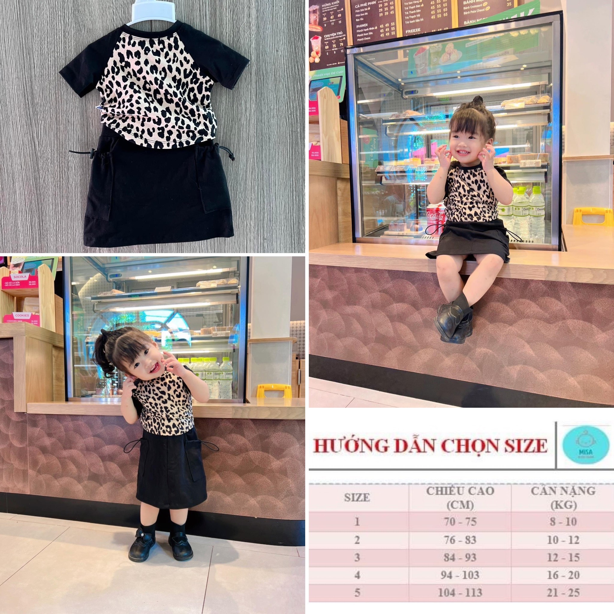 Đồ bộ bé gái  chân váy, áo tay ngắn coton 4D thun co giãn.