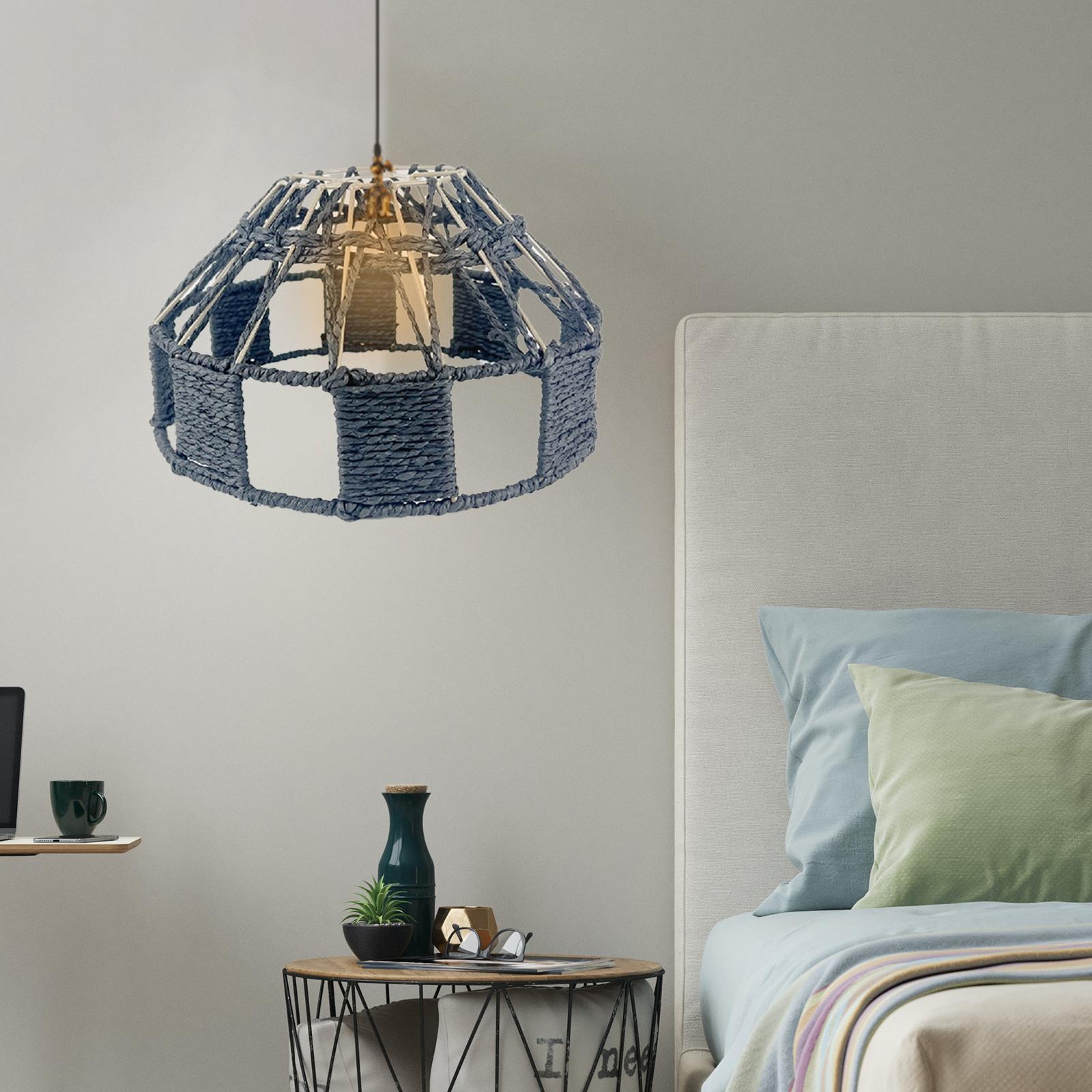 Retro Style Pendant Lamp Shade, Paper Rope Hanging Light Fixture Ceiling Light Shade Woven Chandelier Cover for Living Room Teahouse Bedroom