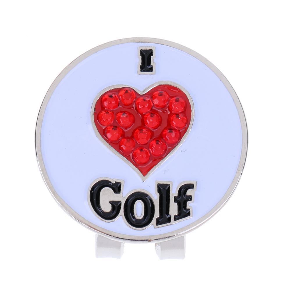 2x Golf Hat Clip with Detachable  Golf Ball Marker Heart Pattern