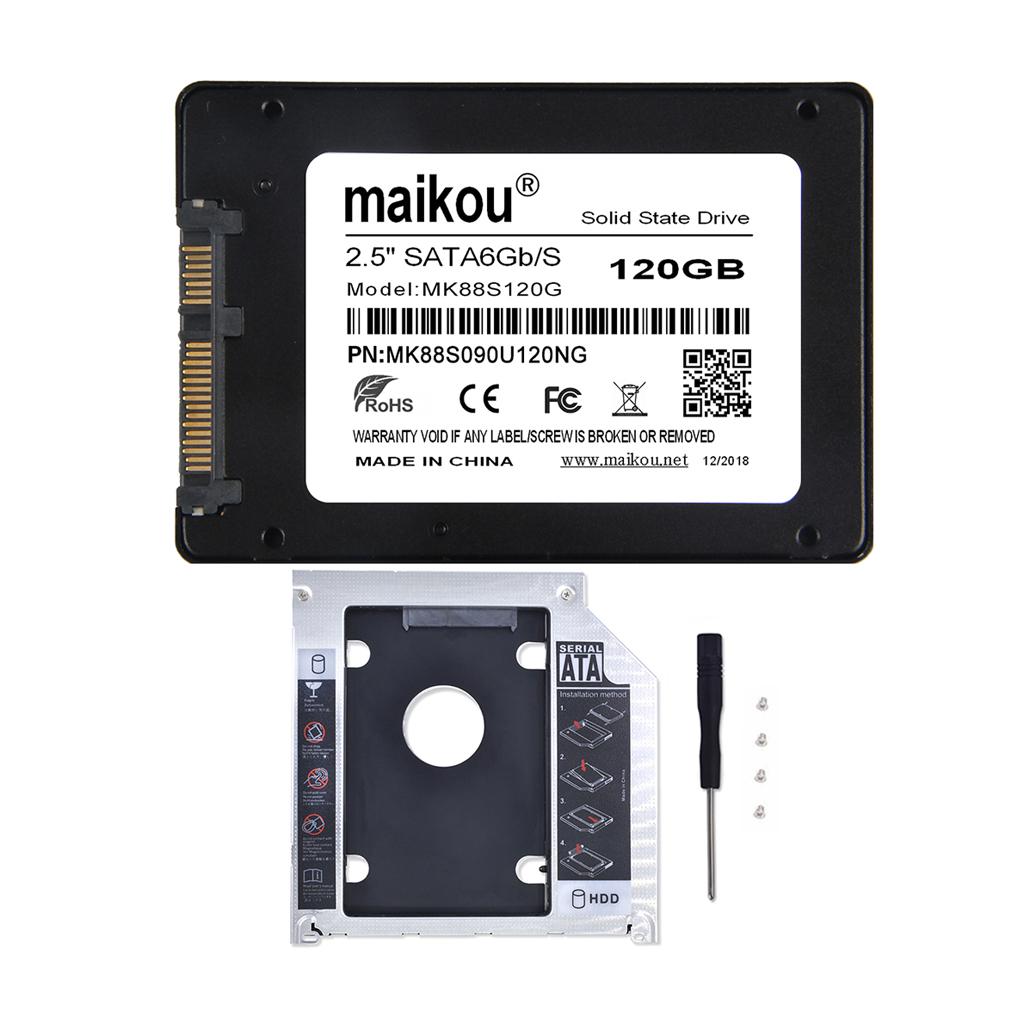 2.5" 120GB SSD Internal Solid State Drive+9.5mm Optical Bay Caddy Black