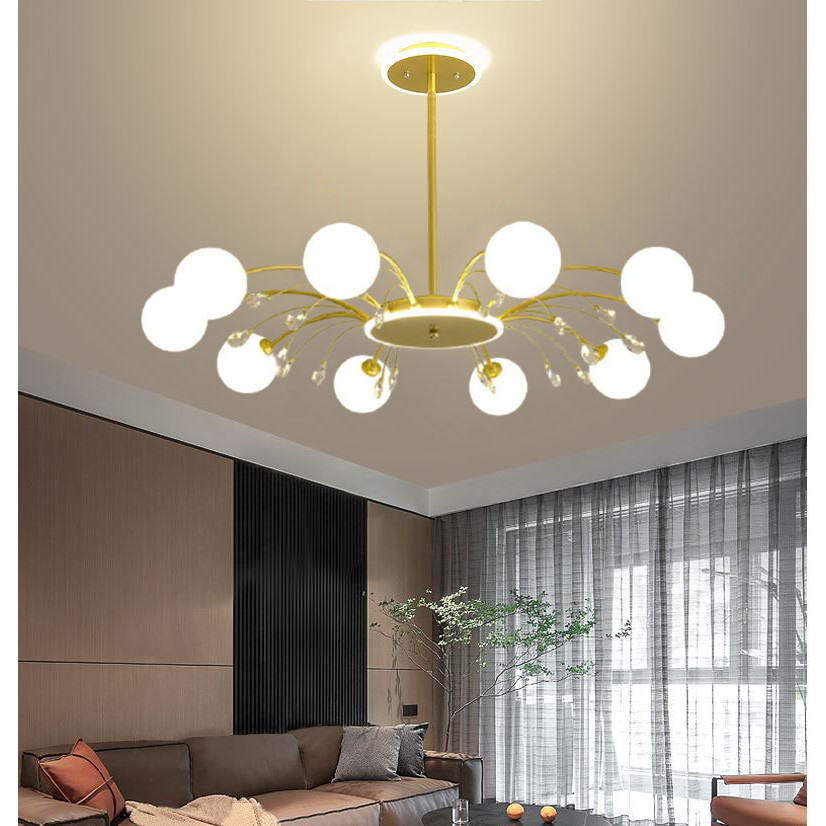 Đèn chùm DESMU phong cách sang trọng, hiện đại loại 10 bóng cao cấp - kèm bóng LED chuyên dụng.