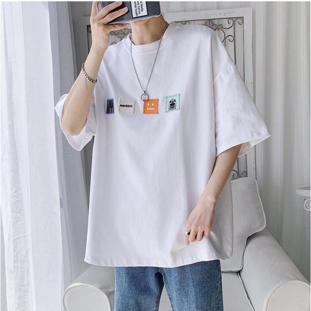 Áo thun tay lở form rộng thêu hình vuông - Unisex nam nữ đều mặc được